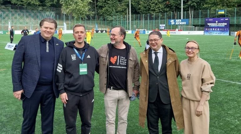 The Small Projects Team with Pierre Heilbronn at the Ukrainian amputee football championship